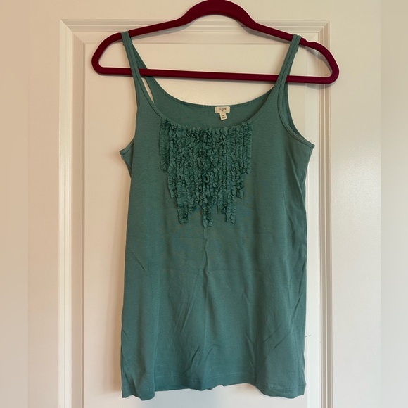 J Crew Turquoise Tank with Ruffle Details - Picture 1 of 3